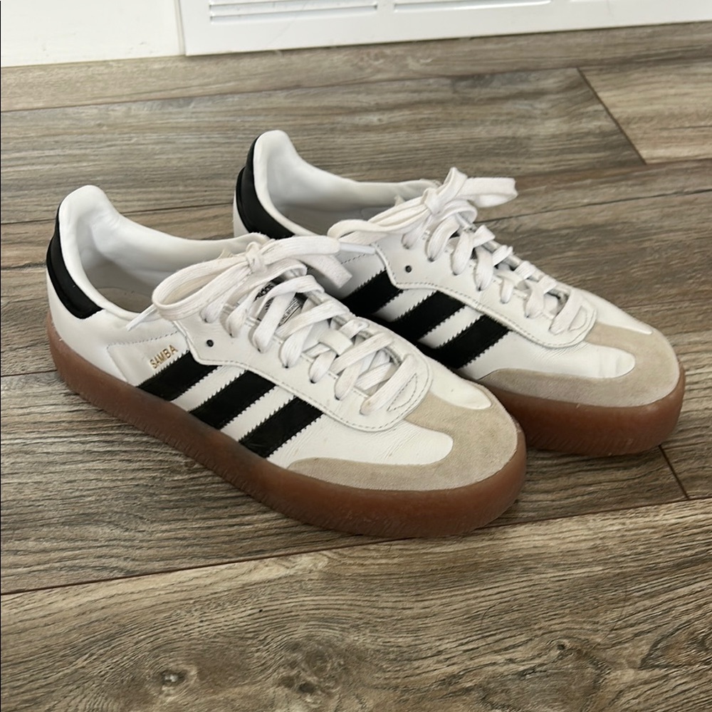 Adidas White and Black Sneakers with Gum Sole “Samba”